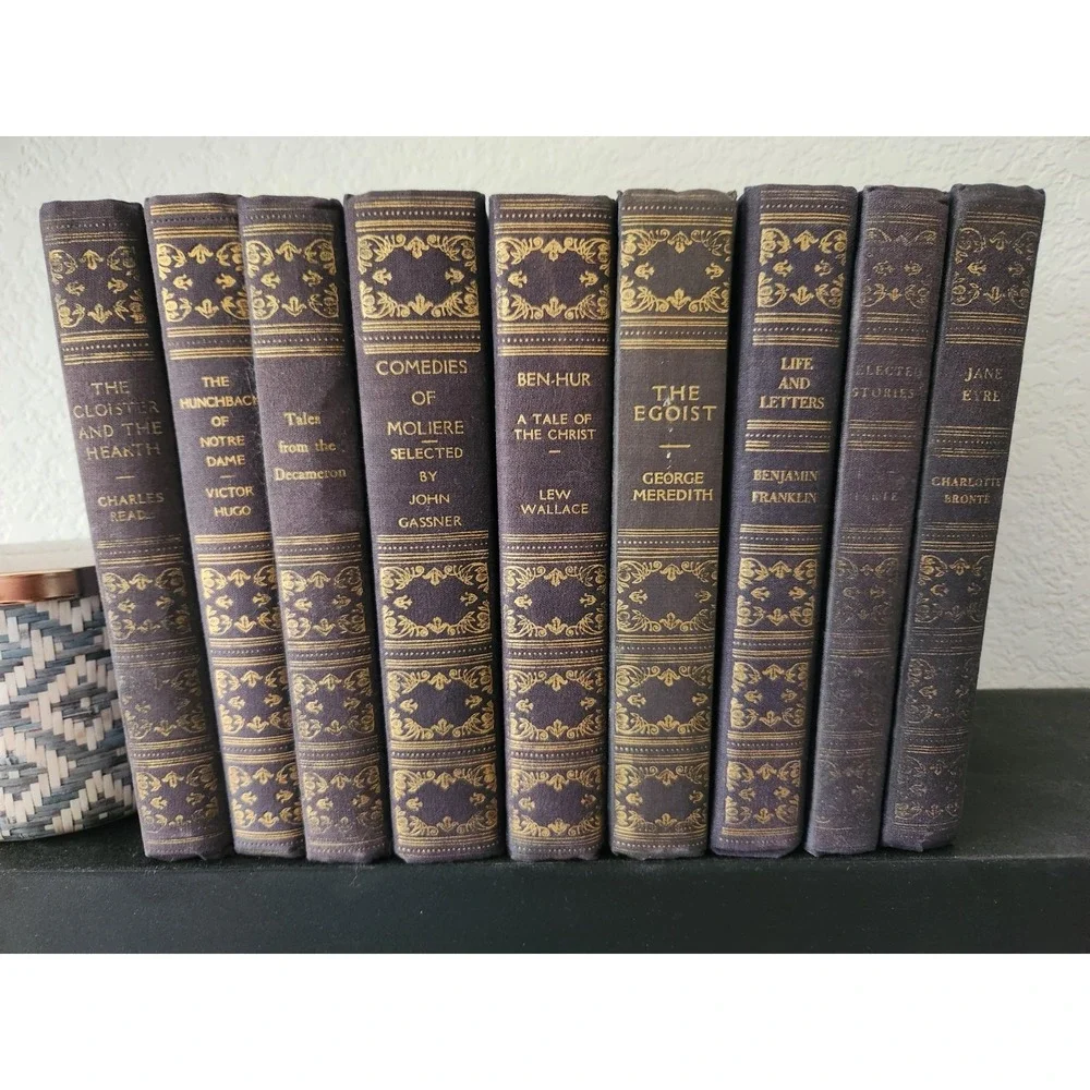 Vtg Book League America Puritan‎ Liberty Set (9) HC 1940s Navy Blue Gold Books